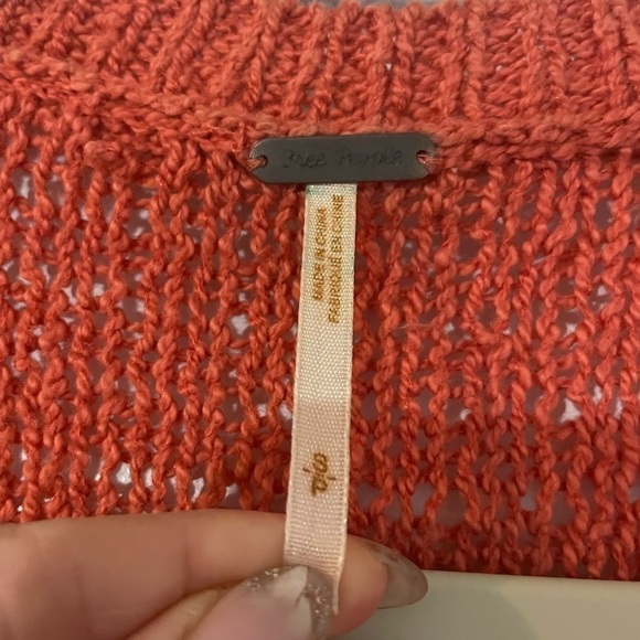 Free People Burn Orange Knit Oversized Sweater size small - Picture 4 of 8